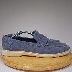 Calvin Klein (Size 10.5) Men's Trapper Slip-On Penny Loafer Suede Light Blue